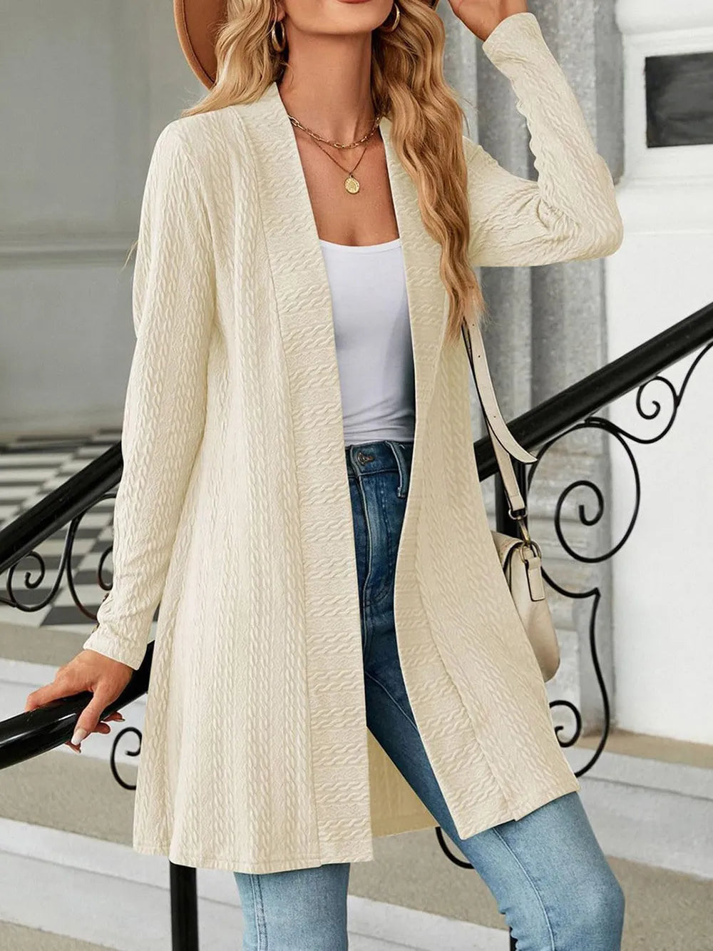 Open Front Long Sleeve Cardigan - Korvel
