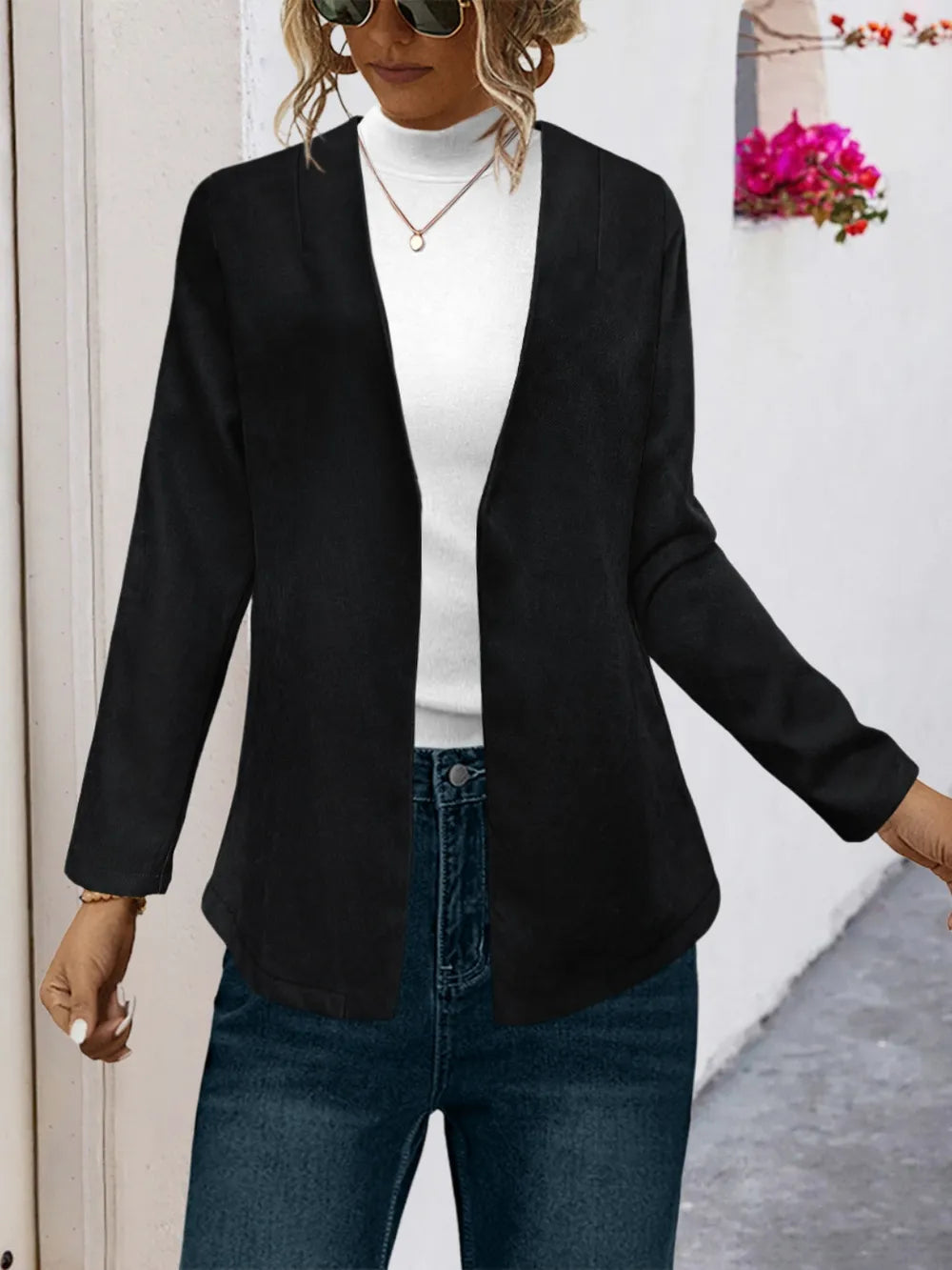 Open Front Long Sleeve Cardigan - Korvel