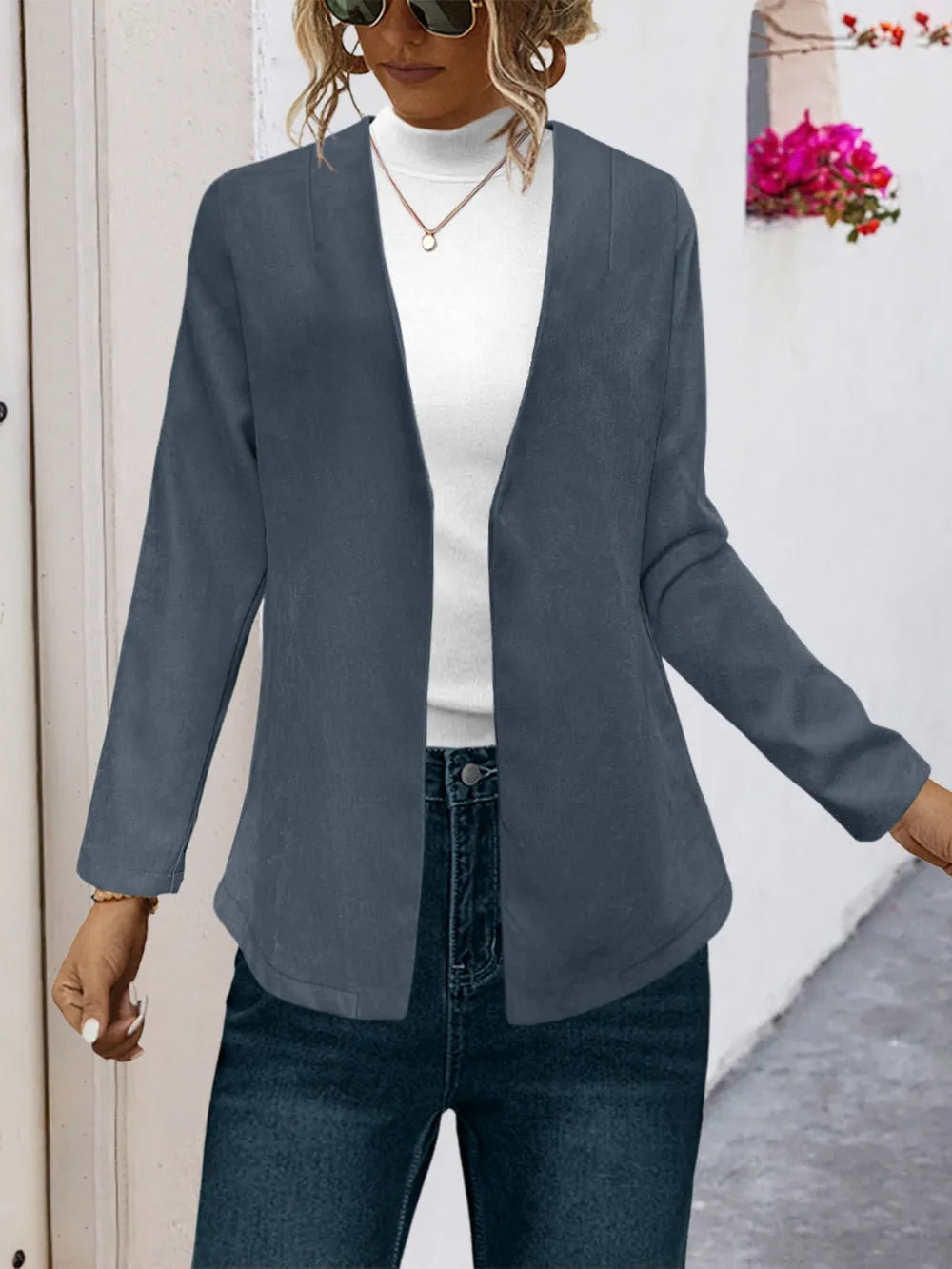 Open Front Long Sleeve Cardigan - Korvel