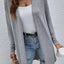 Cardigan long à manches longues ouvert premium en gris