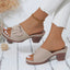 Open Toe Block Heel Buckle Sandals - Korvel