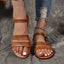 Open Toe Buckle Flat Sandals - Korvel