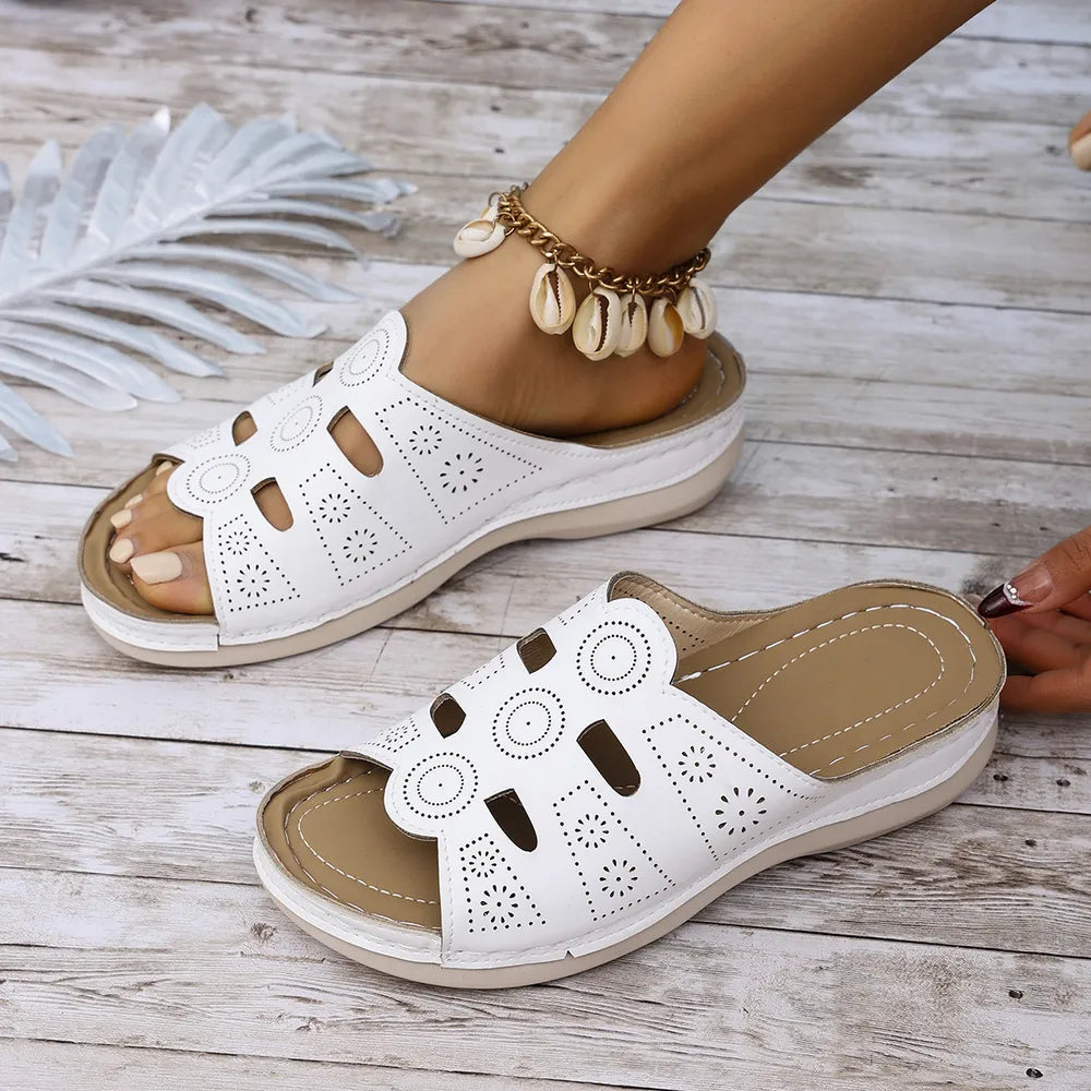 Elegant Open-Toe Cutout Sandals for Casual Wear