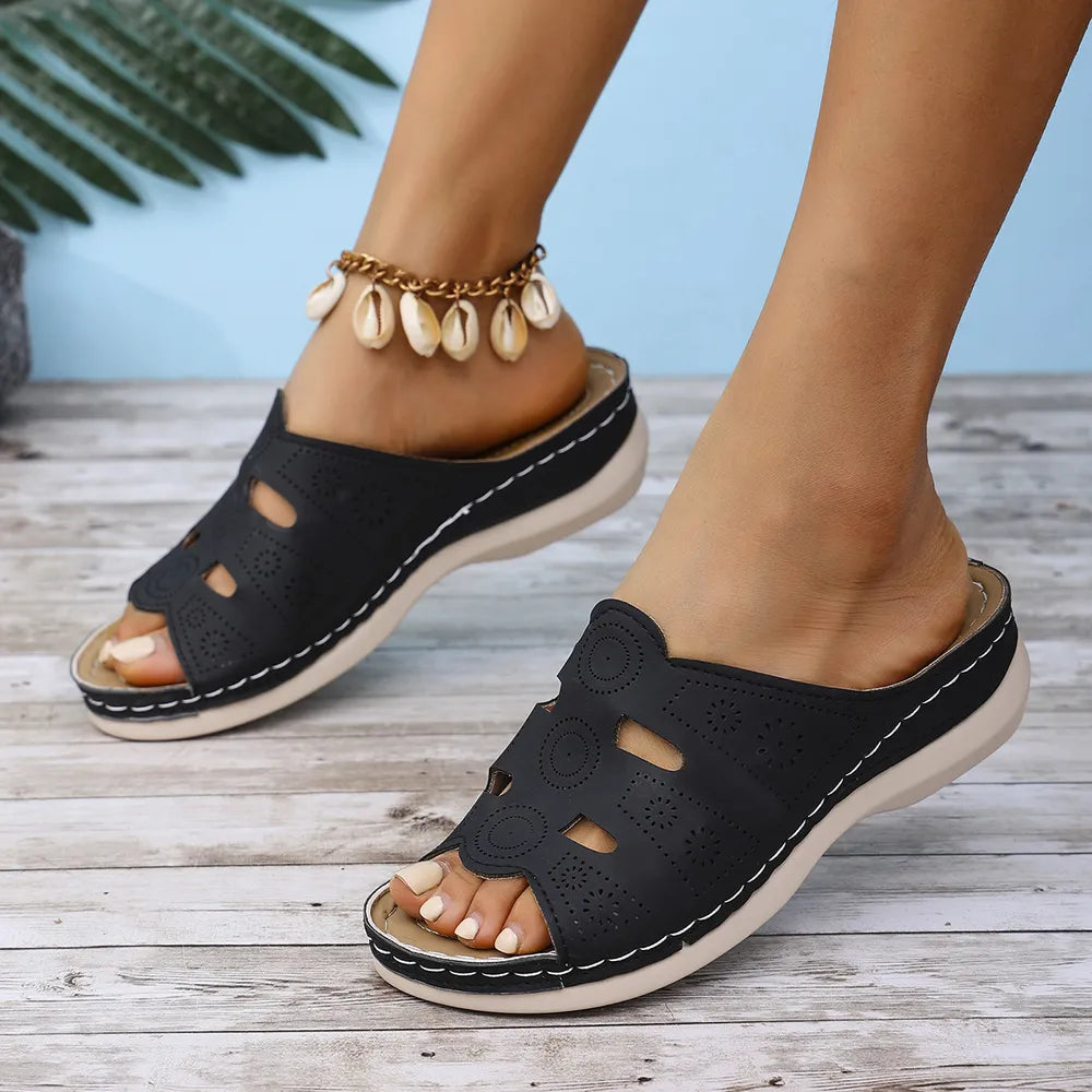 Elegant Open-Toe Cutout Sandals for Casual Wear