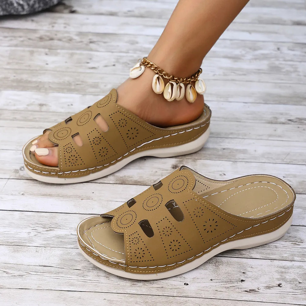 Elegant Open-Toe Cutout Sandals for Casual Wear