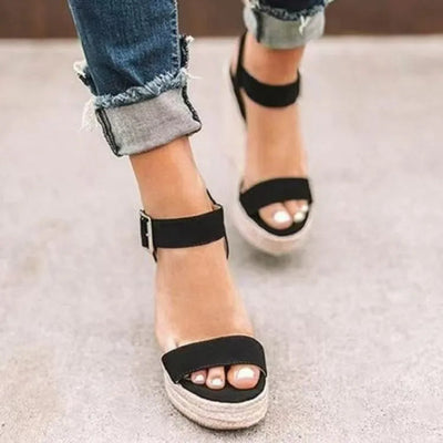 Open Toe High Heel Wedge Sandals - Korvel