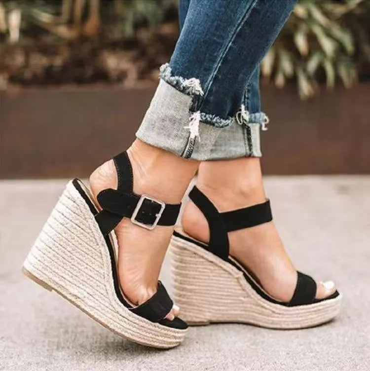 Open Toe High Heel Wedge Sandals - Korvel