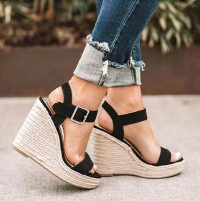 Open Toe High Heel Wedge Sandals - Korvel