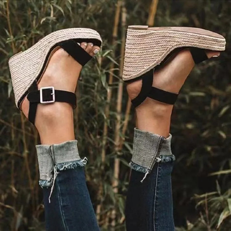 Open Toe High Heel Wedge Sandals - Korvel