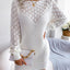 Openwork Boat Neck Sweater Dress