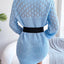 Openwork Boat Neck Sweater Dress