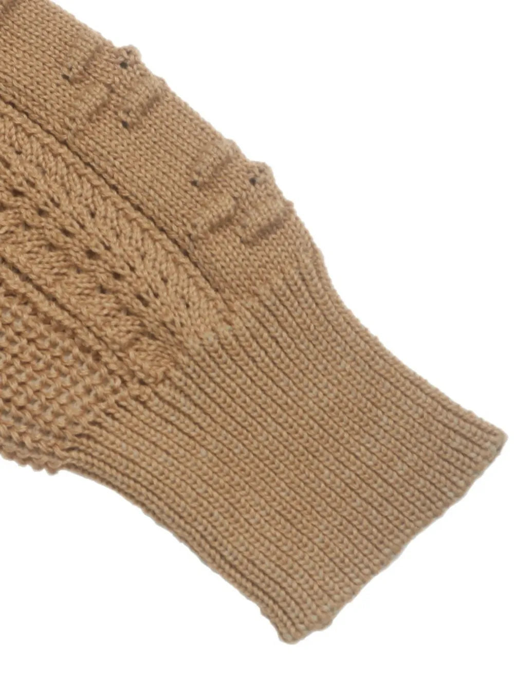 Openwork Round Neck Long Sleeve Sweater - Korvel