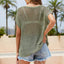 Openwork Round Neck Short Sleeve Knit Cover Up - Korvel