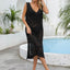 Openwork Slit V-Neck Sleeveless Cover Up - Korvel