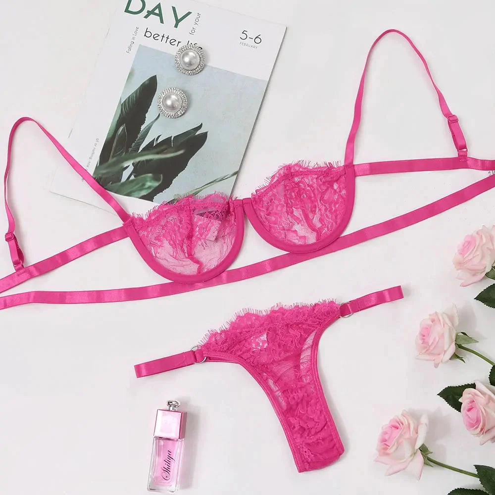 Conjunto de Lencería Transparente Elegante