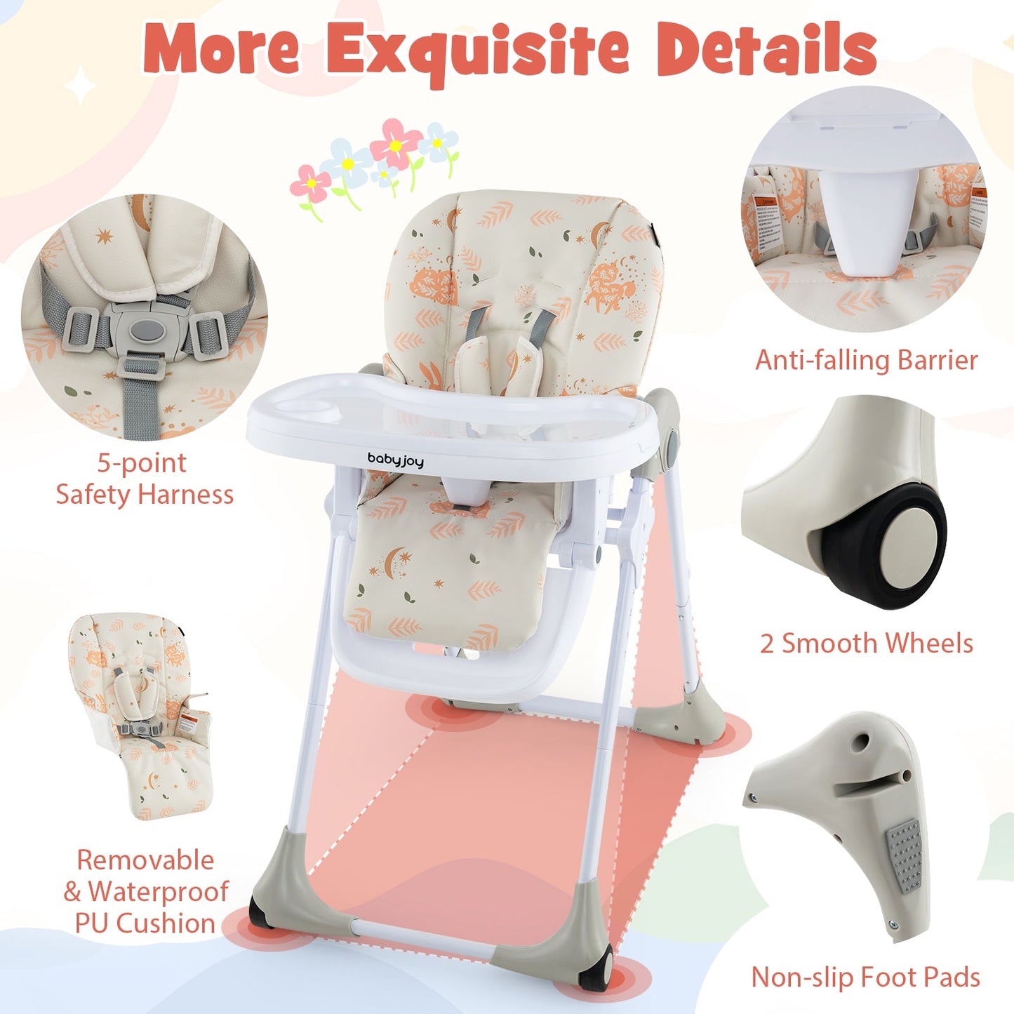 3-In-1 Convertible Baby High Chair - Beige