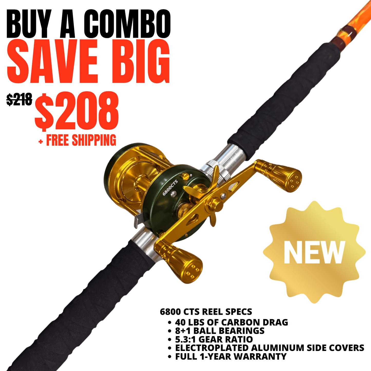 Glow-in-the-Dark Orange Dragon Fire Catfish Rod