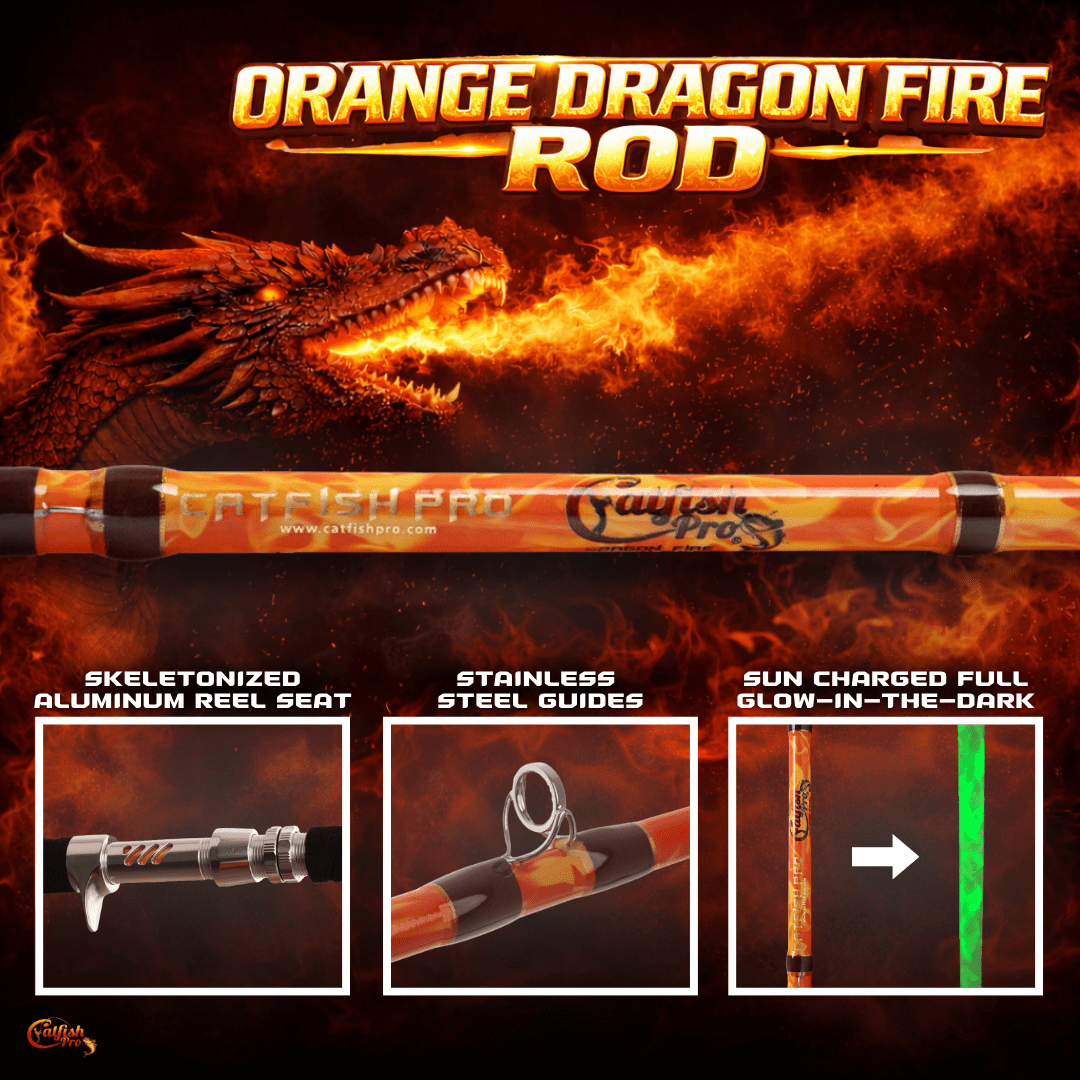 Canne à pêche Glow-in-the-Dark Orange Dragon Fire Catfish