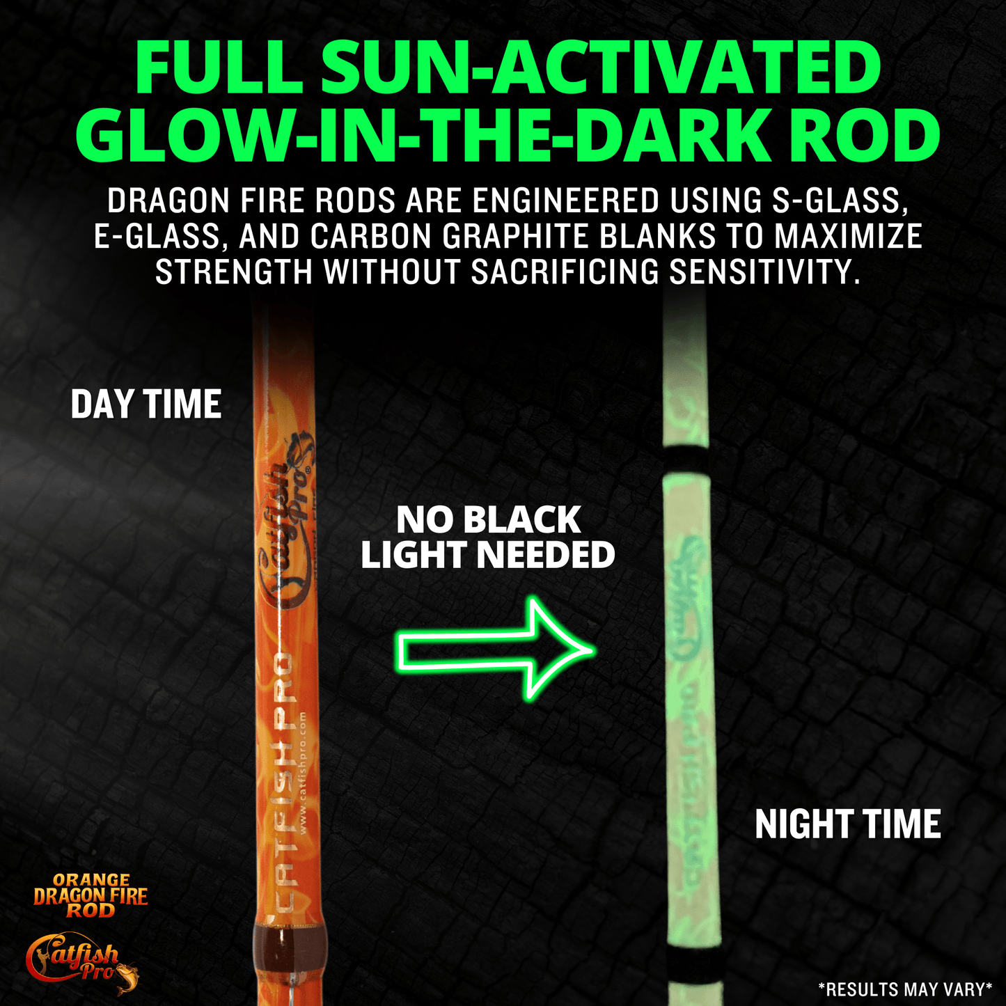 Glow-in-the-Dark Orange Dragon Fire Catfish Rod - Korvel