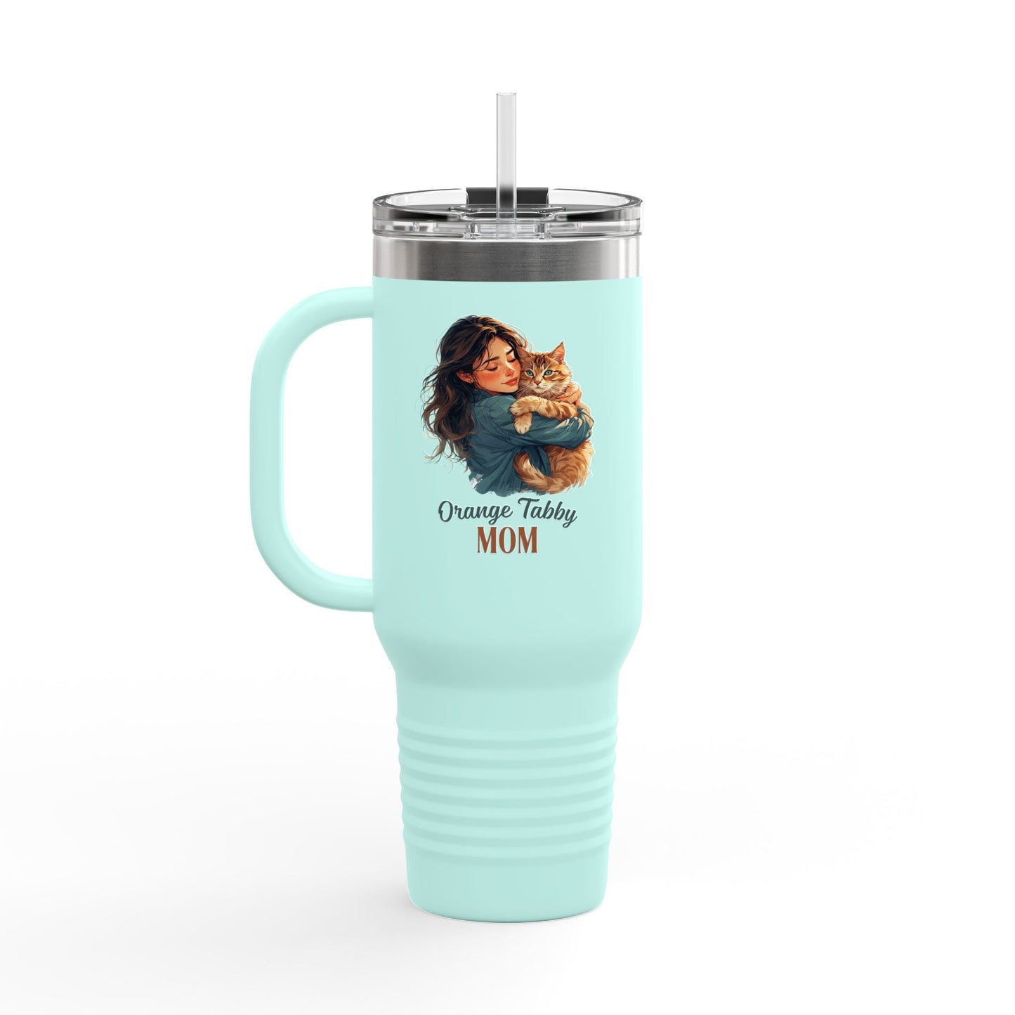 Taza de Viaje Aislada para Mamá Gato Tabby Naranja - 40oz