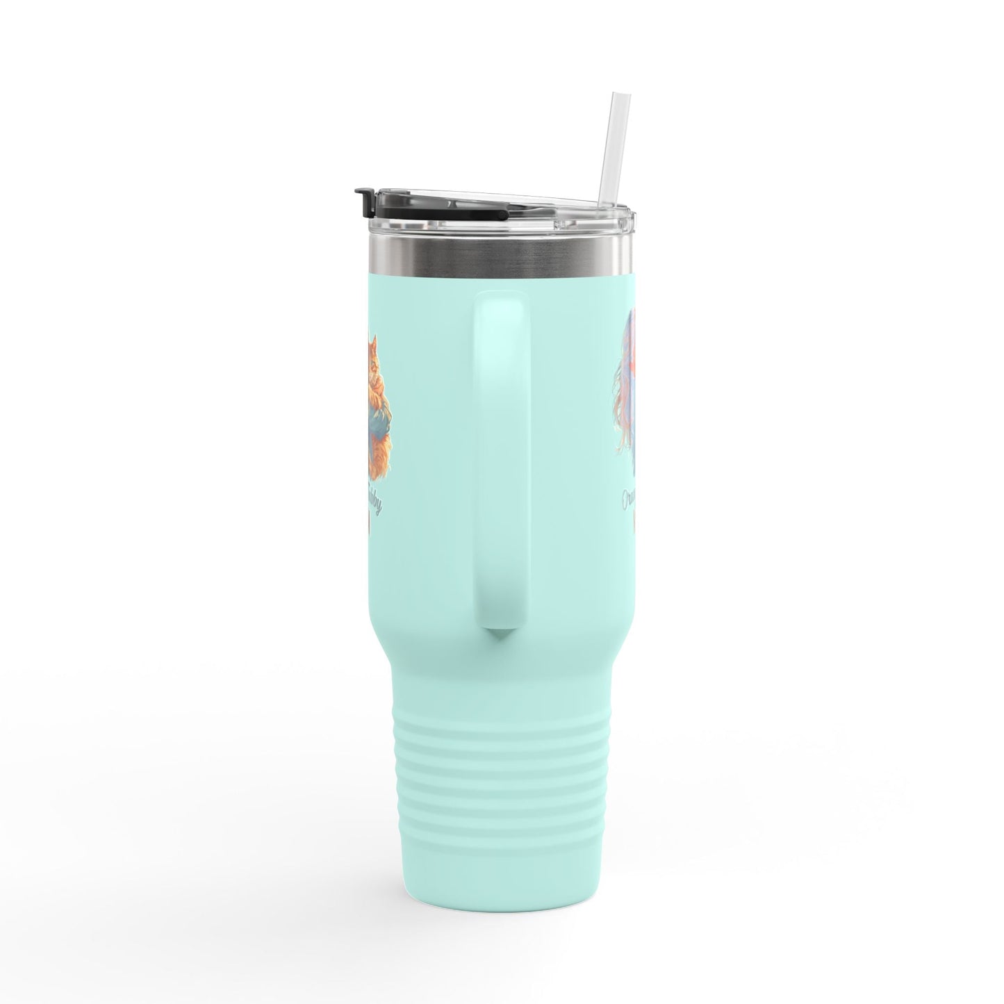 Taza de Viaje Aislada para Mamá Gato Tabby Naranja - 40oz