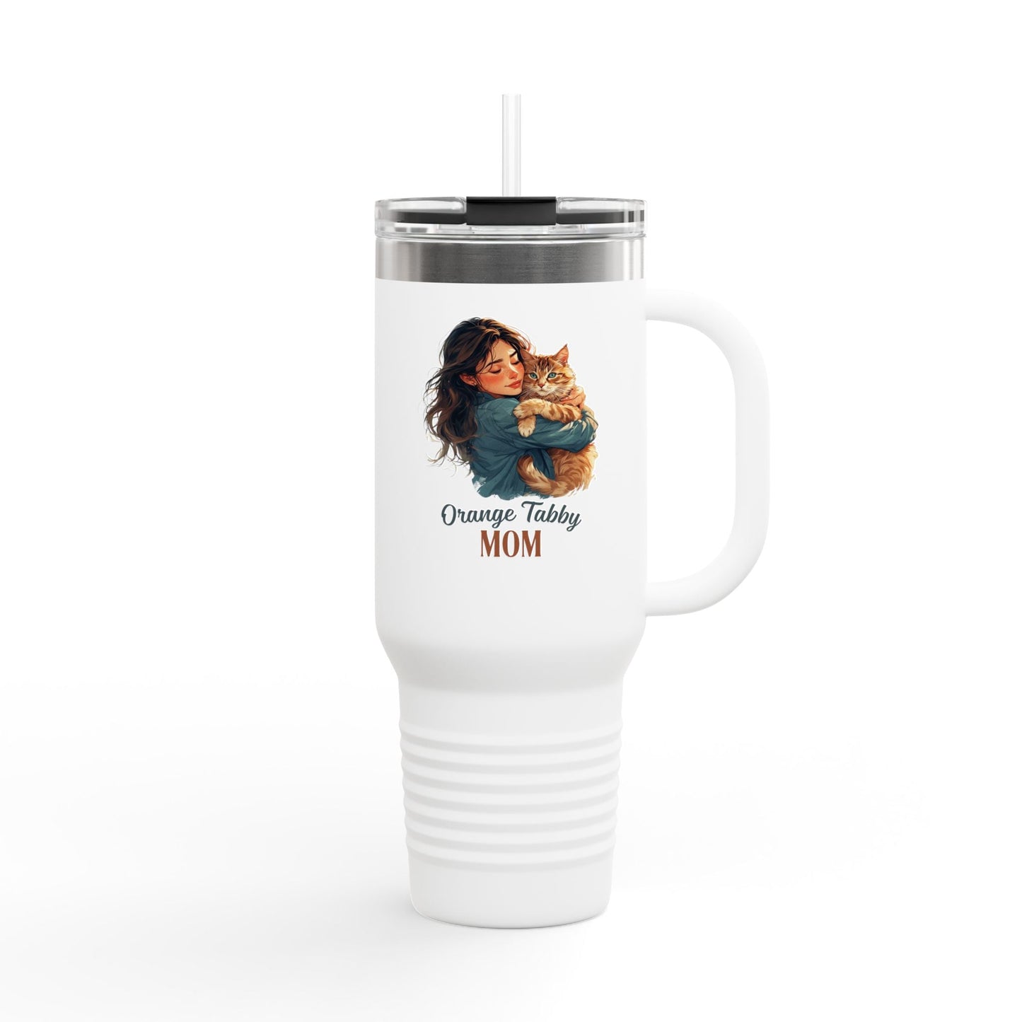 Taza de Viaje Aislada para Mamá Gato Tabby Naranja - 40oz