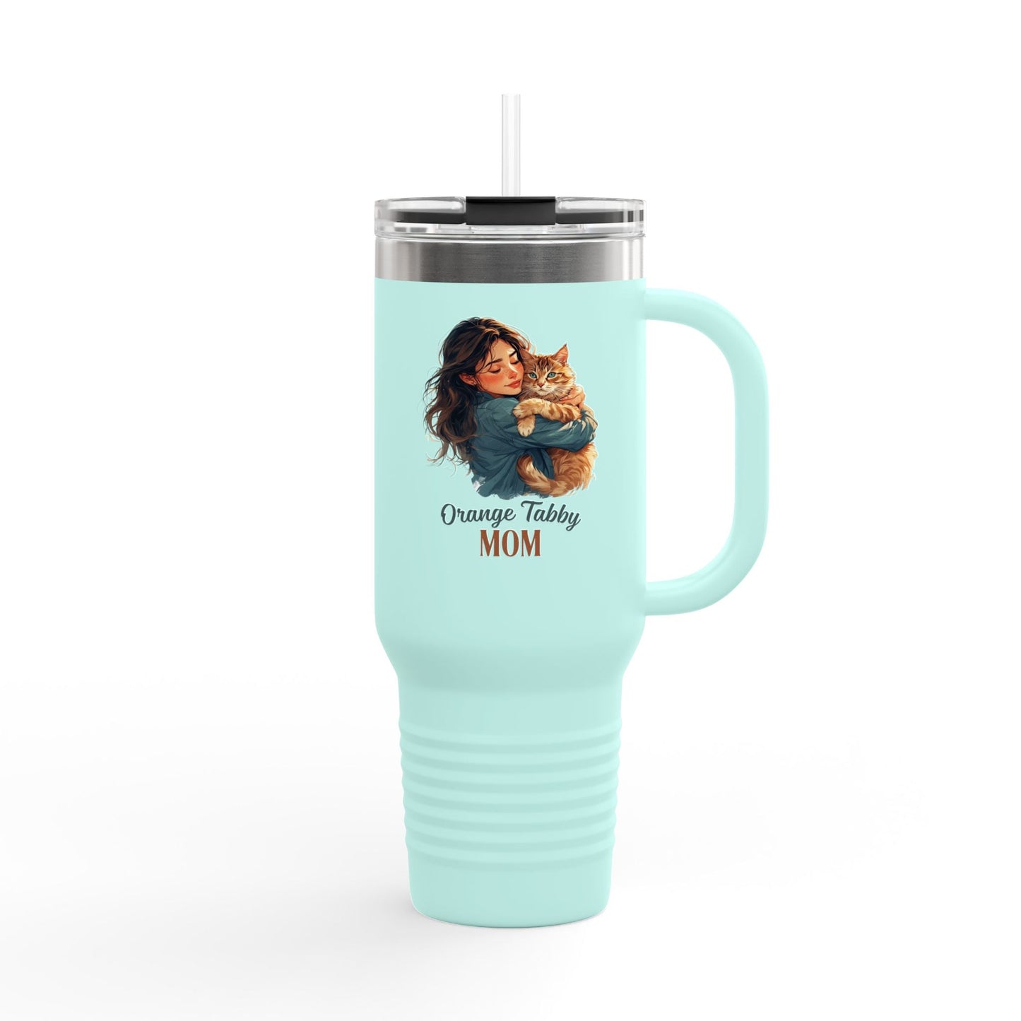 Taza de Viaje Aislada para Mamá Gato Tabby Naranja - 40oz