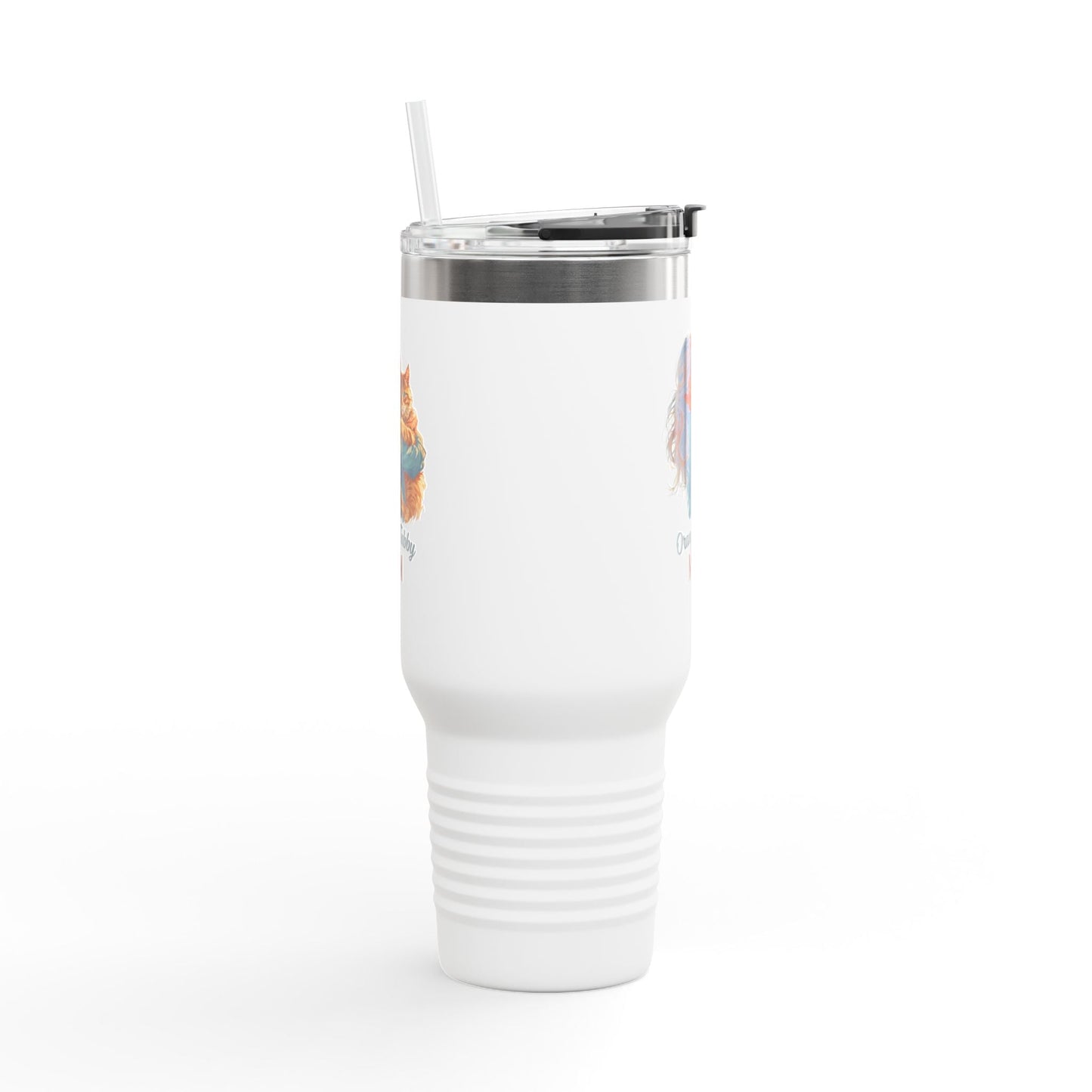 Taza de Viaje Aislada para Mamá Gato Tabby Naranja - 40oz