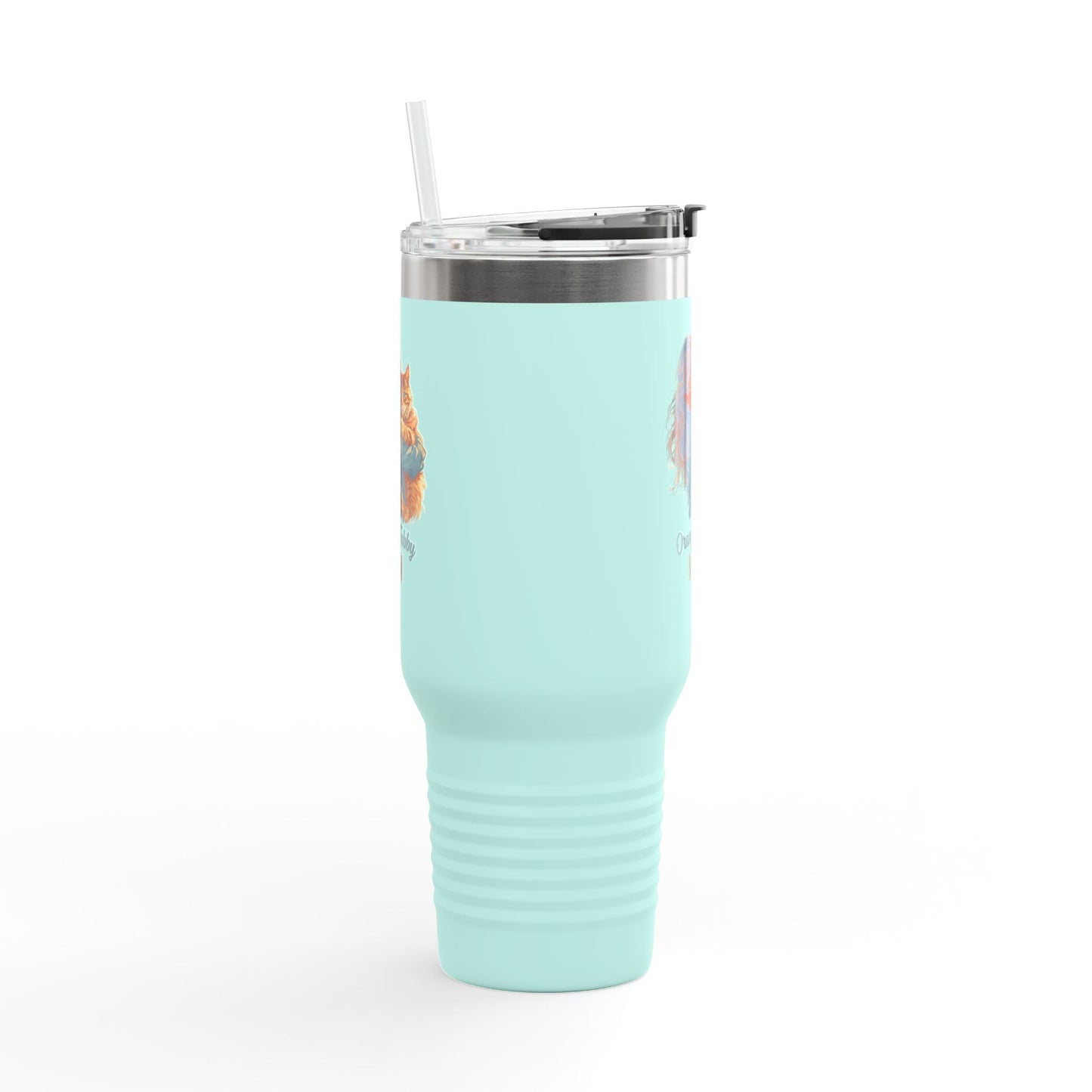 Taza de Viaje Aislada para Mamá Gato Tabby Naranja - 40oz