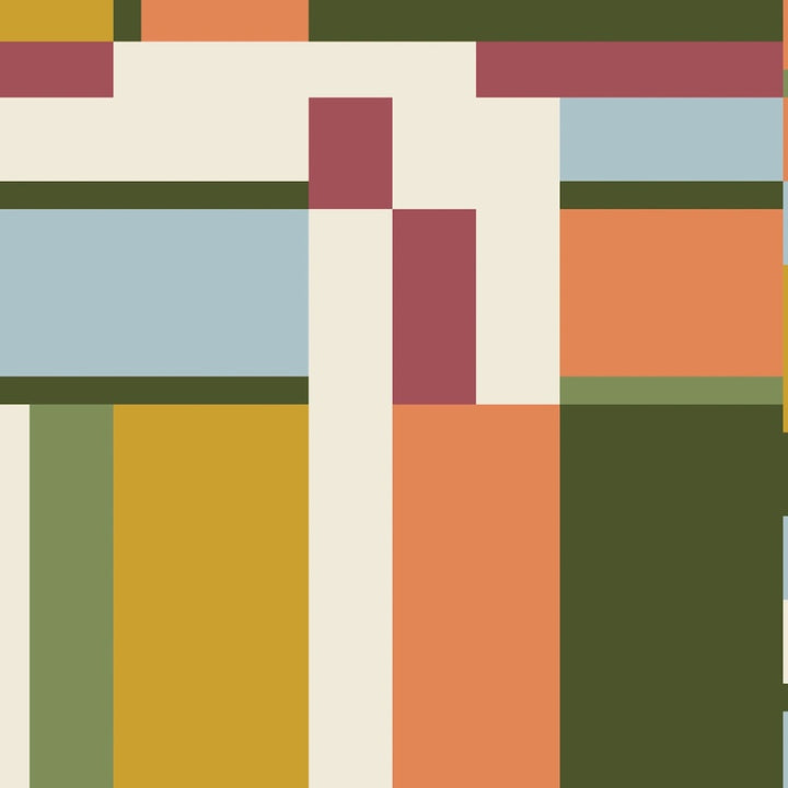 Tissu en coton américain Bold Oak Park orange et vert 44"/45" par yard