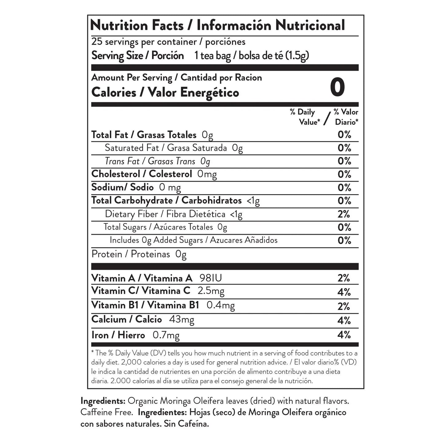 Thé Moringa Bio avec Citron et Gingembre