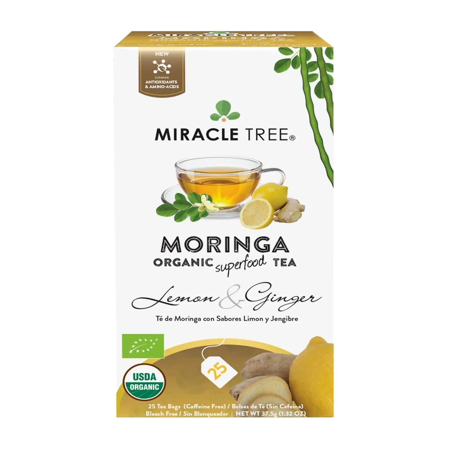 Thé Moringa Bio avec Citron et Gingembre