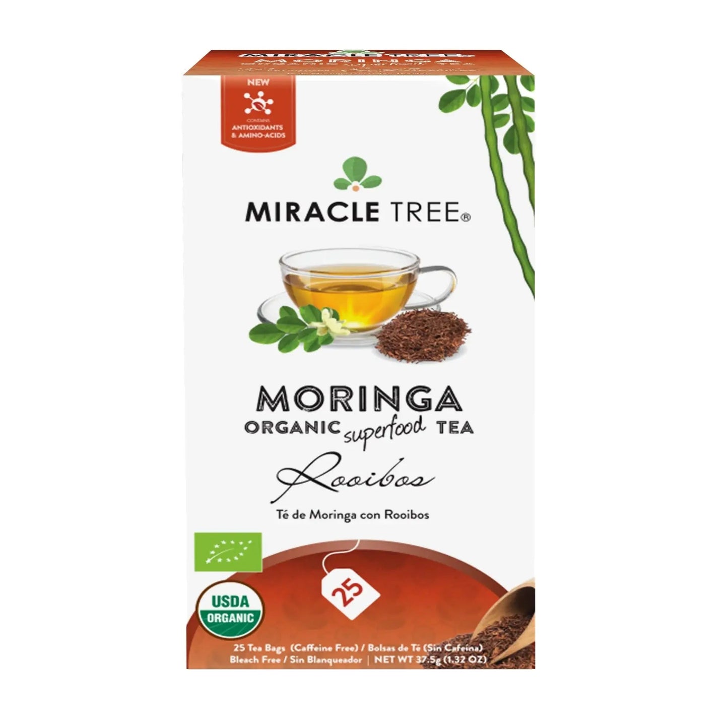 Organic Moringa Tea with Rooibos - 25 Wrapped Tea Bags