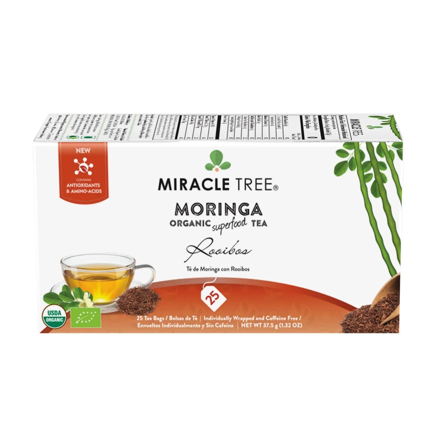 Organic Moringa Tea with Rooibos - 25 Wrapped Tea Bags