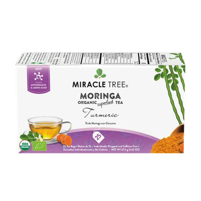 Té Orgánico de Moringa y Cúrcuma - 25 Bolsitas de Té Envueltas