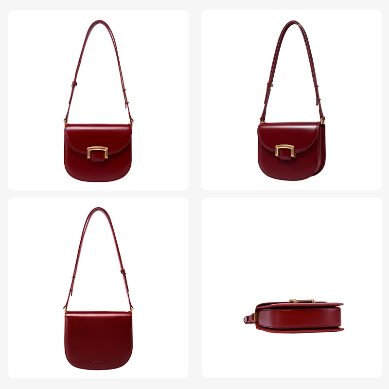 Original Women Bag  New Trendy High-end Wedding Bag Shoulder Bag Commuting Handbag Retro Style Saddle Bag - Korvel