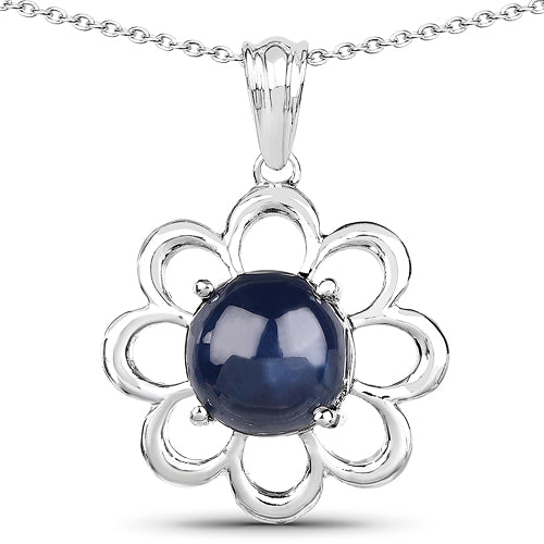 Pendentif en argent sterling de 4,65 carats en saphir bleu véritable