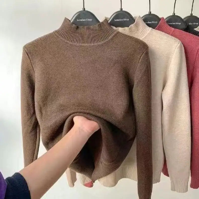 Pull-over à col roulé pour femmes automne hiver