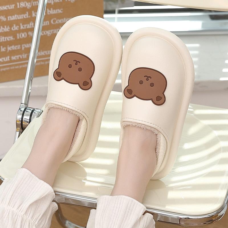 Chaussons en peluche imperméables pour femmes, intérieurs/extérieurs