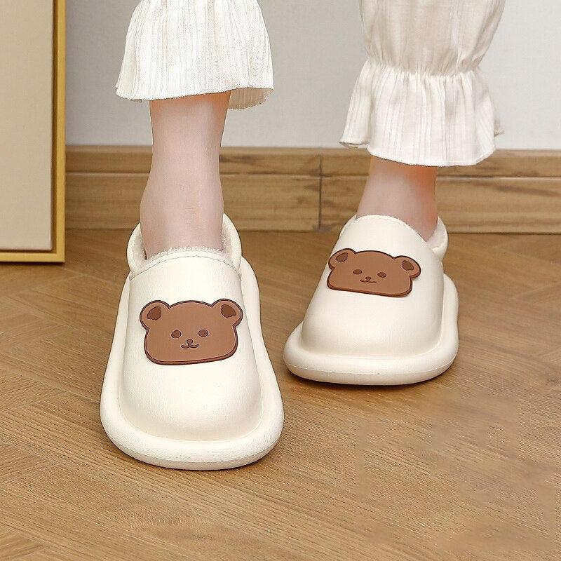 Chaussons en peluche imperméables pour femmes, intérieurs/extérieurs