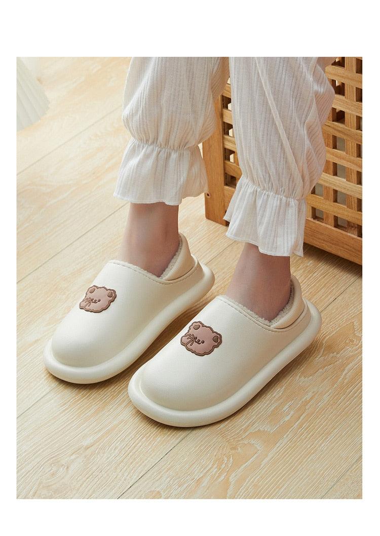 Chaussons en peluche imperméables pour femmes, intérieurs/extérieurs