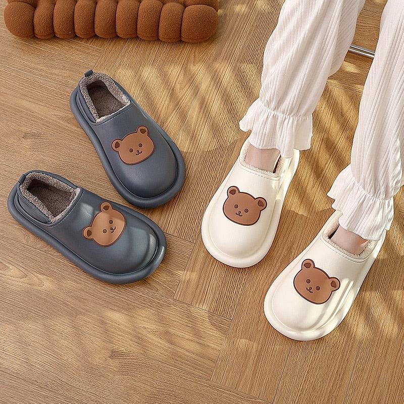 Chaussons en peluche imperméables pour femmes, intérieurs/extérieurs