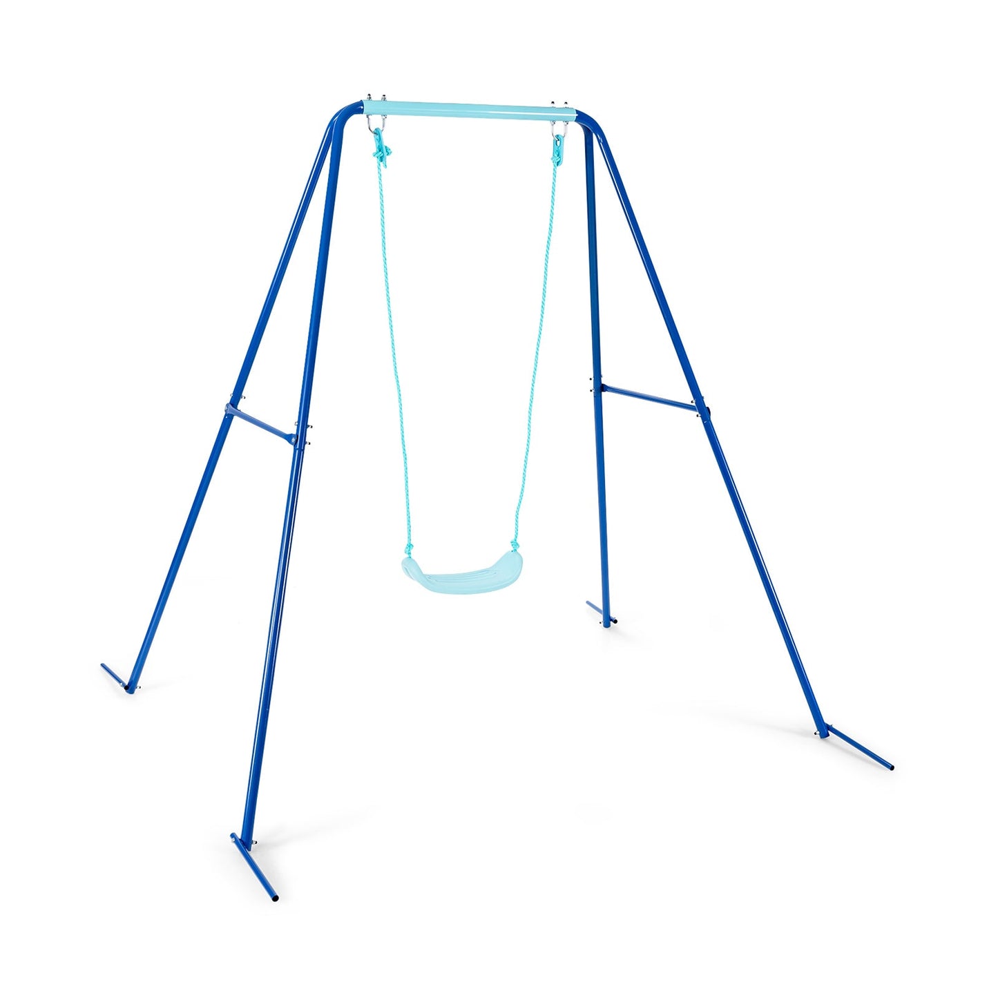 Outdoor Kids Swing Set with Heavy-Duty Metal A-Frame - Blue