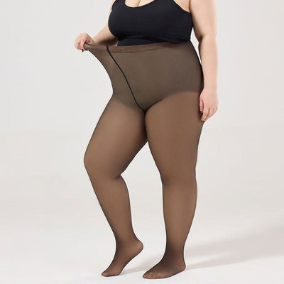 Oversized Black Silk Leg Artifact Black Transparent One Piece Elastic Pantyhose - Korvel