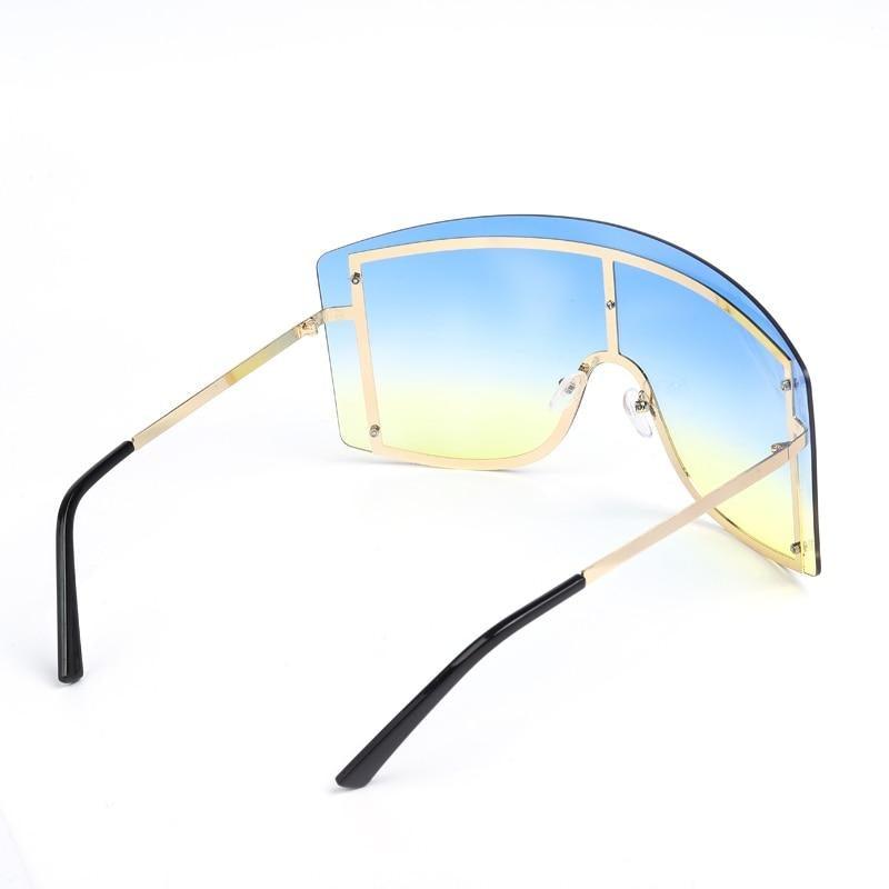 Gafas de sol gradientes oversized en azul y amarillo para mujeres