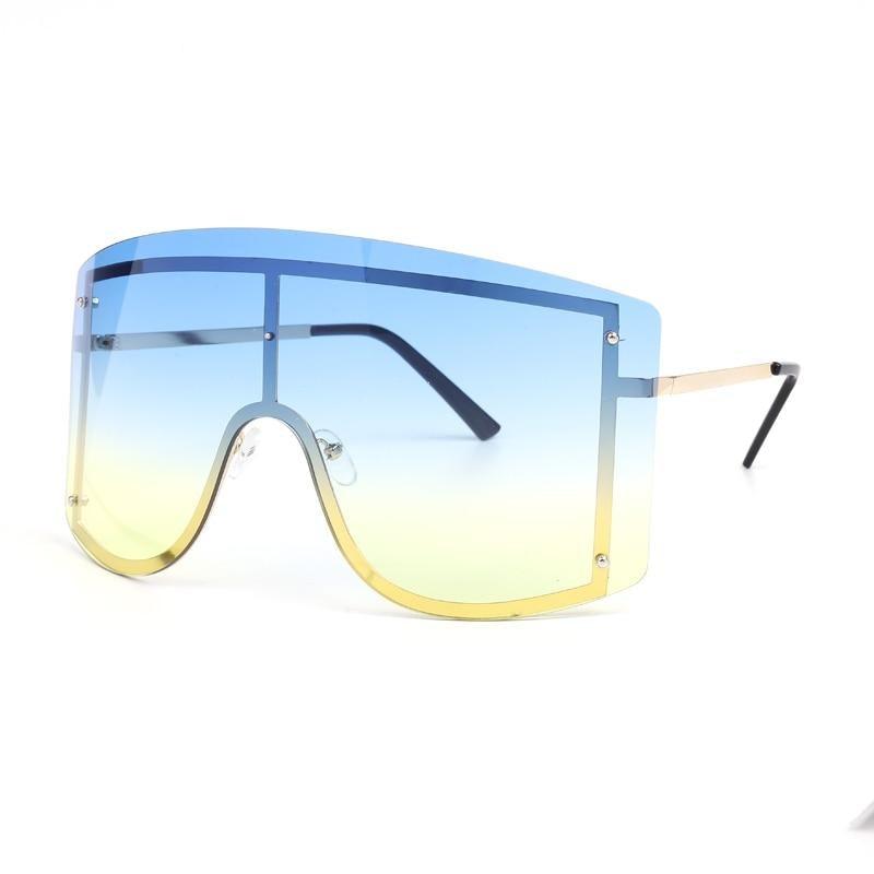 Gafas de sol gradientes oversized en azul y amarillo para mujeres