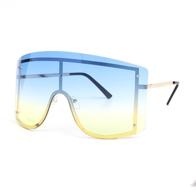 Gafas de sol gradientes oversized en azul y amarillo para mujeres