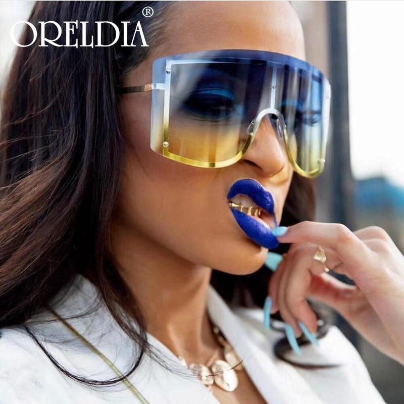 Gafas de sol gradientes oversized en azul y amarillo para mujeres