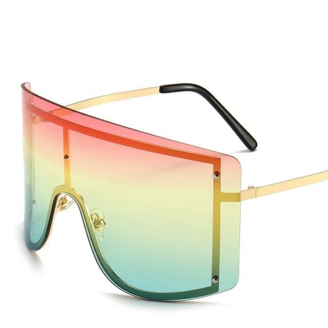 Gafas de sol gradientes oversized en azul y amarillo para mujeres