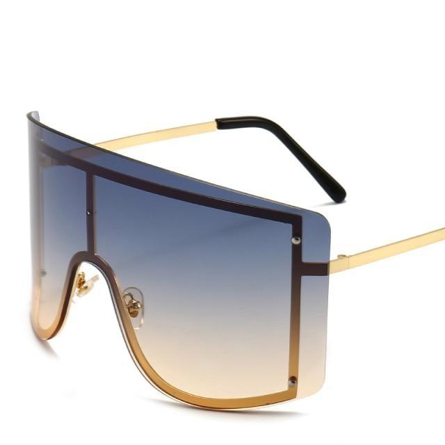 Gafas de sol gradientes oversized en azul y amarillo para mujeres